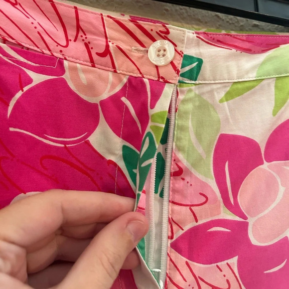 Vintage Lilly Pulitzer Ports Of Caw Wide Leg Pant Pink/Green Parrot Floral Sz 4 - Picture 7 of 9